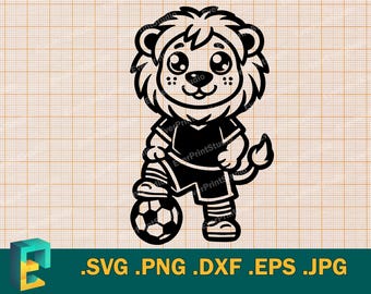 Lion Mascot SVG - Cricut, Silhouette Cut file | Kids Lions Soccer Team Logo, Little Lions Soccer Team Mascot coach gift svg, png, eps, dxf