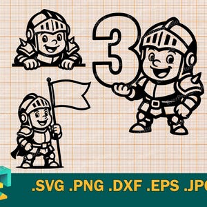 3. Geburtstag SVG - Cricut und Silhouette | Vektor-Baby-Ritter-3-rd-Grad-Schnittdatei | Baby Jungen dritten Geburtstag Schneidedatei svg, png, eps