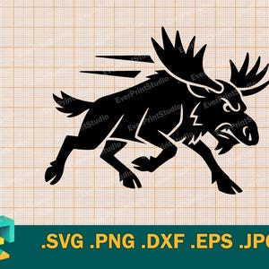 Moose SVG - Cricut, Silhouette Cut File | Vector Running Moose | Downloadable Moose for DIY Shirts, Template for Cutting svg, png, eps, dxf