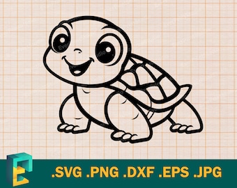 Baby Turtle SVG - Cricut, Silhouette | Vector Cute Turtle Cut File | Download  Happy Baby Turtle Clipart Turtle svg, Digital Clip Art Logo