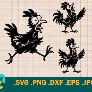 Hahn SVG - Cricut, Silhouette | Vektor verrückte Hahn lustige Bundle geschnitten Datei. Cooles Huhn Download-Vorlage zum Schneiden von svg, png, eps, dxf