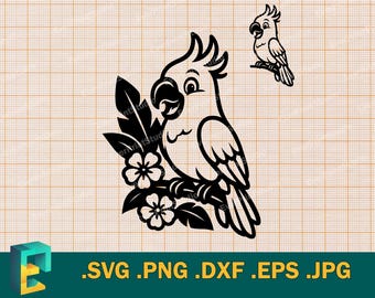 Cockatoo SVG  Cut File for Cricut & Silhouette | Parrot Cockatoo SVG Template for Cutting Machines | Cute Cockatoo svg, eps, dxf, png, jpg