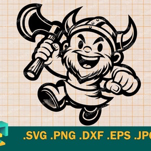 Happy Viking SVG - Cricut, Silhouette / Simpatico guerriero scandinavo SVG File di taglio / Scarica Happy Norseman, Baby Viking in formato svg, png, eps, dxf