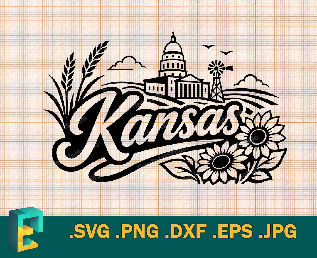 Kansas SVG - Cricut, Silhouette | Vector Kansas State USA Cut File ...