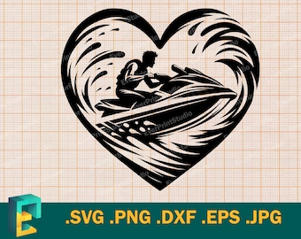 Jet Ski SVG - Cricut, Silhouette / Vector Jet Ski Cut File / Scarica stampabile Water Scooter SVG / Clipart Jet Ski in formato svg, png, eps, dxf