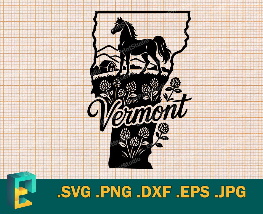 Vermont SVG - Cricut, Silhouette | Vector Vermont State USA Cut File ...