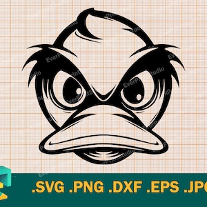 Wütende Ente SVG - Cricut, Silhouette | Vektor künstlerische Design Entenschnittdatei | Download Druckbare Ente Clip Art Logo, svg, png, eps, dxf