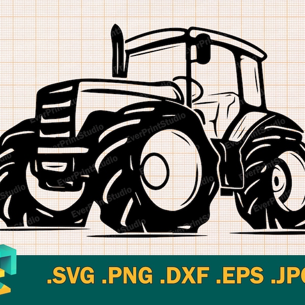 Tractor SVG -  Cricut, Tractor Silhouette, Instant Download Tractor Vector Clipart with Printable Cut Files Svg, Png, Dxf, Eps