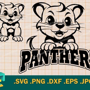 Cute Panthers Svg - Cricut & Silhouette Cut file | Koszulka drużyny sportowej dla dzieci Spirit, drużyna dziecięcych panter | Maskotka szkoły piłkarskiej Pobierz