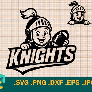 American Football Knights Team SVG - Cricut, Silhouette Cut File | Knights Football Team shirt spirit, Knights Logo School Mascot svg, png