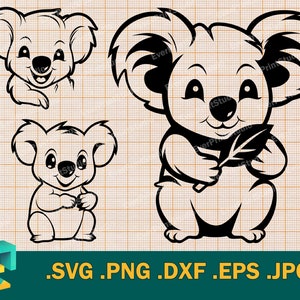 Koala SVG -  Cricut, Silhouette | Vector Cute Koala Cut File | Download Printable Koala SVG Bundle | Cute Baby Koala Clip Art Logo, svg, png