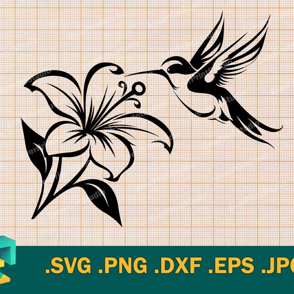 Hummingbird Svg - Cricut, Silhouette | Vector Hummingbird Cut File, Hummingbird Flowers Svg, Humming Bird Svg, Bird svg, Hummingbird Vector