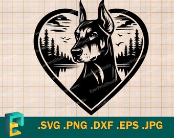 Doberman SVG -  Cricut, Silhouette | Cute Doberman Vector Cut File, Clipart Doberman Design, Download Printable Doberman svg, png, eps, dxf