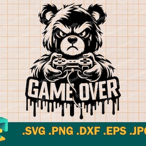 Teddy Bär Gamer SVG - Cricut & Silhouette | Gaming SVG-Schnittdatei | Videospiele Druck, lustige Sprüche Zitate für Gamer svg, png, eps, dxf