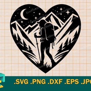 Mujer excursionista SVG - Cricut, Silueta / Aventurera Lady SVG Vector Cut File / Descargable Senderismo Mujer Clipart, png, eps, dxf