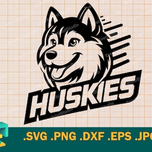 Huskies Team SVG - Cricut, silhouetgesneden bestand | Little Huskies-teamshirt voor kinderen, Happy Husky Sport Team-logo schoolmascotte, voetbal