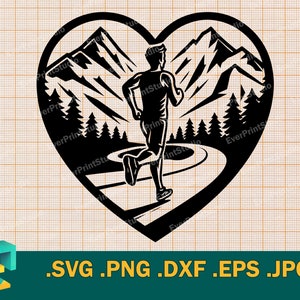 Running Man SVG - Cricut, Silhouette | Vector Running Man SVG Cut File | Marathon svg, Track athletics svg, Fitness Man svg, png, eps, dxf