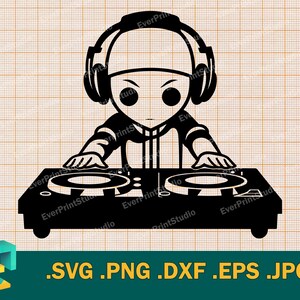 DJ SVG - Fichier de découpe pour Cricut, Silhouette | Vector bébé musicien svg |  Club dj Setup Design Art Logo svg, png, eps, dxf Vector couper fichier