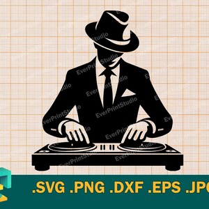 Stijlvolle DJ-discjockey SVG - Cricut, silhouet | Vector bruiloft DJ muziek svg, Club Radio Sound sjabloon voor snijmachines svg, eps, dxf