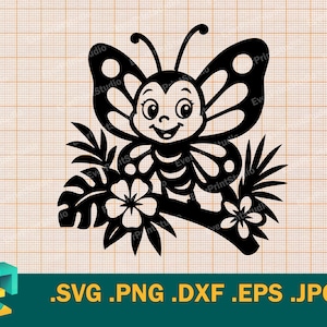 Schmetterling SVG - Cricut, Silhouette | Vektor künstlerisches Design niedlicher Schmetterling Cut-Datei | Download Baby Schmetterling Vorlage svg, png, eps, dxf