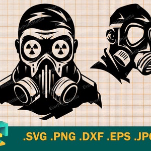 Gasmasker SVG - Cricut, silhouet | Bestand vectorgiftig, door straling gesneden | Download afdrukbaar gasmasker radioactief gevaar Clip Art-logo, svg