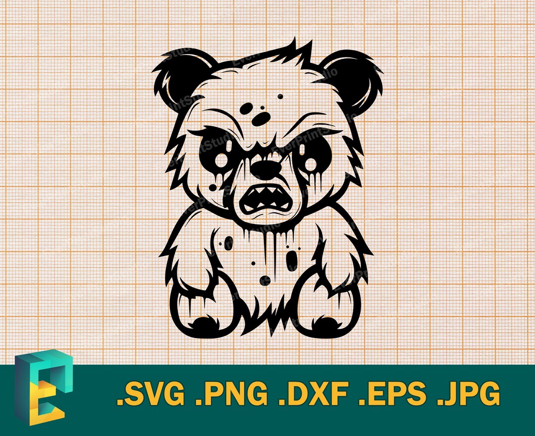 Zombie Teddy Bear SVG - Cricut & Silhouette | Teddy Bear Evil - Vector ...