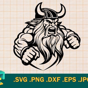 Wikinger SVG - Cricut, Silhouette | Wikinger Maskottchen Vektordatei | Druckbare künstlerische Viking Plotterdatei | Wikinger Clip Art Logo