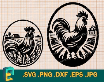 Roster Ranch Dxf File Rooster Silhouette - DXF SVG Dwg PNG - Etsy UK