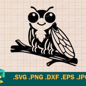Cicada SVG - Cricut, Silhouette | Vector Art Cute Cicada SVG Cut File for Cutting Machines, svg, png, eps, dxf