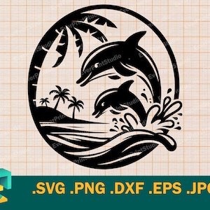 Delfine SVG- Cricut, Silhouette | Niedliche Delfine SVG geschnitten Datei, Download druckbare Delfine Logo svg, png, eps, dxf