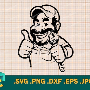 Plumber SVG - Cricut, Silhouette | Vector Funny Plumber Cut File for Crafters | Download Plumbing Graphic, Plumber Clipart, Digital Art Logo