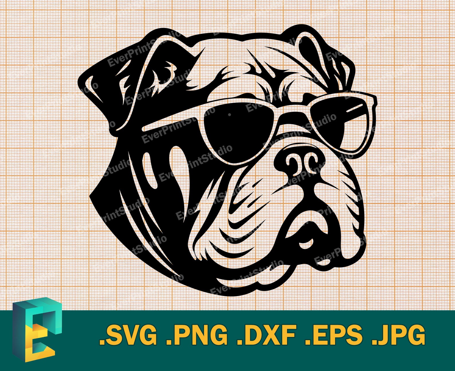 Bulldog Wearing Sunglasses SVG Cut File for Cricut and Silhouette ...