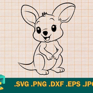 Kangaroo SVG - Cricut, Silhouette | Vector Cute Kangaroo Cut File | Printable Baby Kangaroo Cutting File | Happy Kangaroo Clip Art Logo, svg