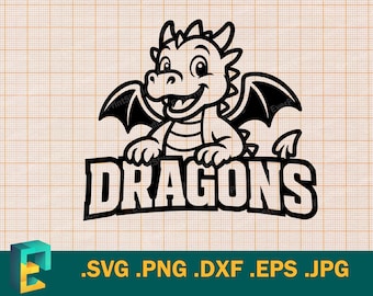 Baby Dragons SVG - Cricut, Silhouette Cut File | Little Dragons Kids Team Mascot, Cute Dragons Team School Mascot Download svg, png