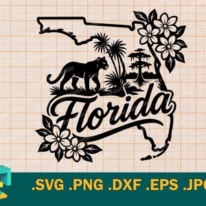 Florida SVG - Cricut, Silhouette | Vektor Florida State USA Schnittdatei. Download Bundesstaat Florida, USA Vorlage zum Schneiden svg, png, eps, dxf