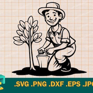Gärtner SVG - Cricut, Silhouette | Gärtner glücklich Gärtner Cut Dateivorlage für Schneidemaschine | Baum Pflanzen Clip Art, svg, png, eps, dxf