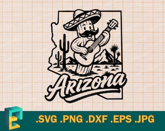 Arizona SVG - Cricut, Silhouette | Vector Arizona State USA Cut file. Funny Arizona Cactus Template for Cutting svg, png, eps, dxf