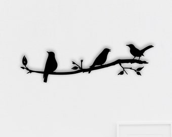 Les Oiseaux sur la Branche - Décoration murale en métal thermolaqué