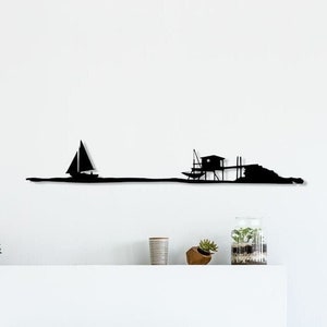 The Fishery and the Sailboat - Wall decoration in powder-coated metal