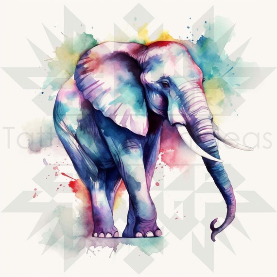 Painted Elephant Tattoo