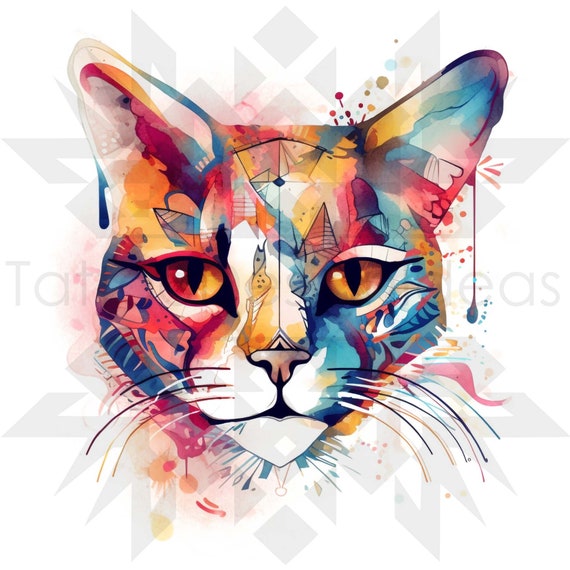 Whimsical Abstract Cat Tattoo Design: Express Your Playful - Etsy