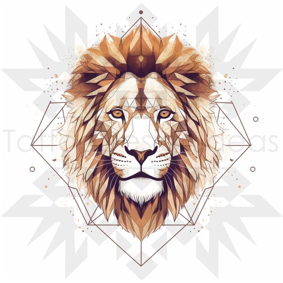 Lion and geometry tattoo - Tattoogrid.net