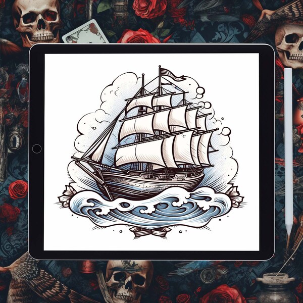 Oldschool Ship Tattoo Design: A Traditional Tattoo Art for Classic Ink Lovers