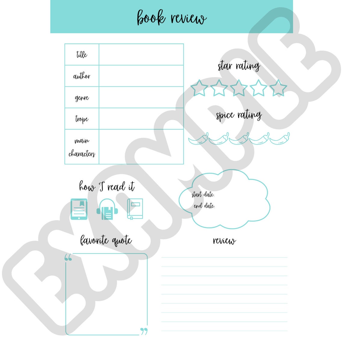 Printable Reading Journal Book Journal Book Tracker Reading - Etsy