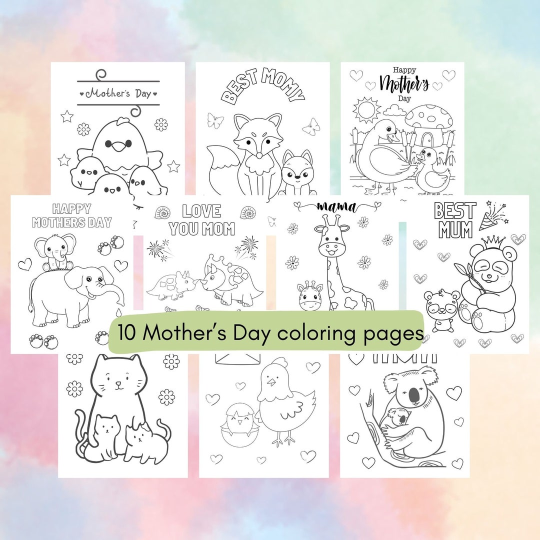 Mother's Day Coloring Pages Coloring Book for Kids Happy - Etsy
