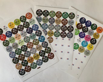 Tamiya Acrylic XF & X - Paint Pot Labels - Self Adhesive - Wipe Clean - Reusable