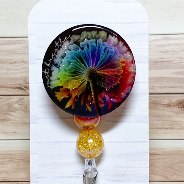 Just Breathe Dandelion Interchangeable Retractable Badge Reel