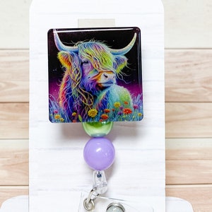 Highland Cow Interchangeable Retractable Badge Reel