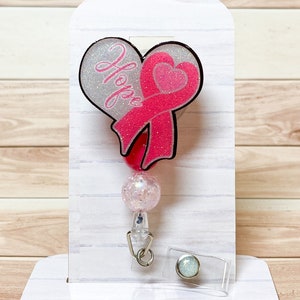 Hope Breast Cancer Interchangeable Retractable Badge Reel