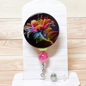 Colorful Flower Interchangeable Retractable Badge Reel
